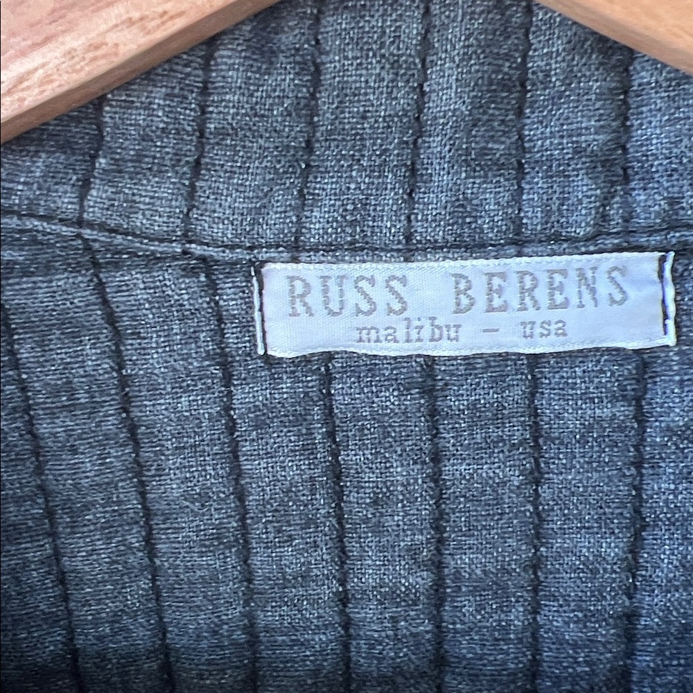 Russ Berens Sz S Linen Blend Quilted Shirt-Jacket Navy Stone Washed Lagenlook - Picture 4 of 11